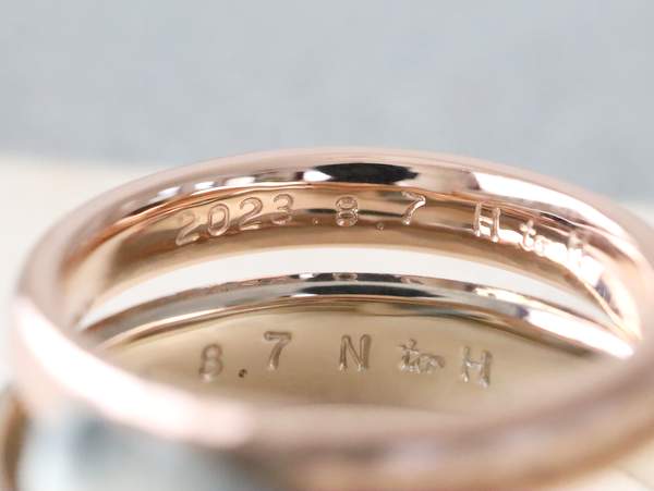 結婚指輪内側の手打ち刻印