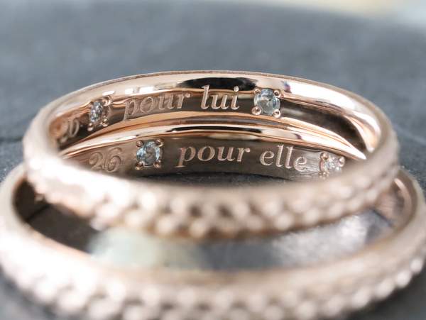 ピンクゴールド結婚指輪内側の刻印