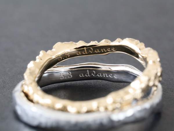 結婚指輪内側にレーザー刻印